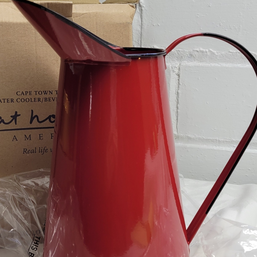 At Home America Red Metal Water Pitcher